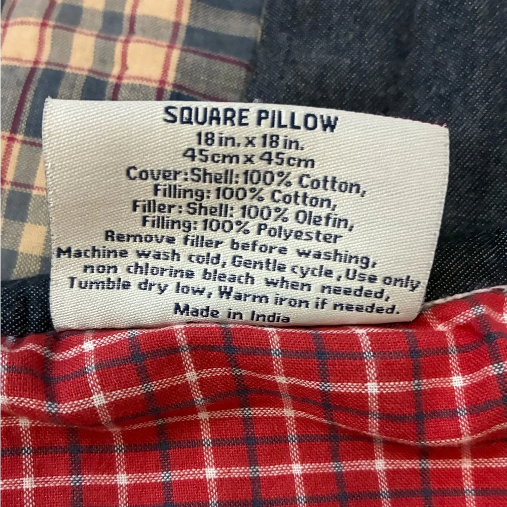 Cremieux Pillow Covers Americana Patriotic Navy Mustard Plaid Check Tie Close